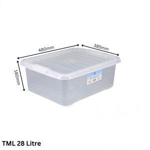 TML Clear Plastic Storage Box & Lid Size 05 (28 Litre)